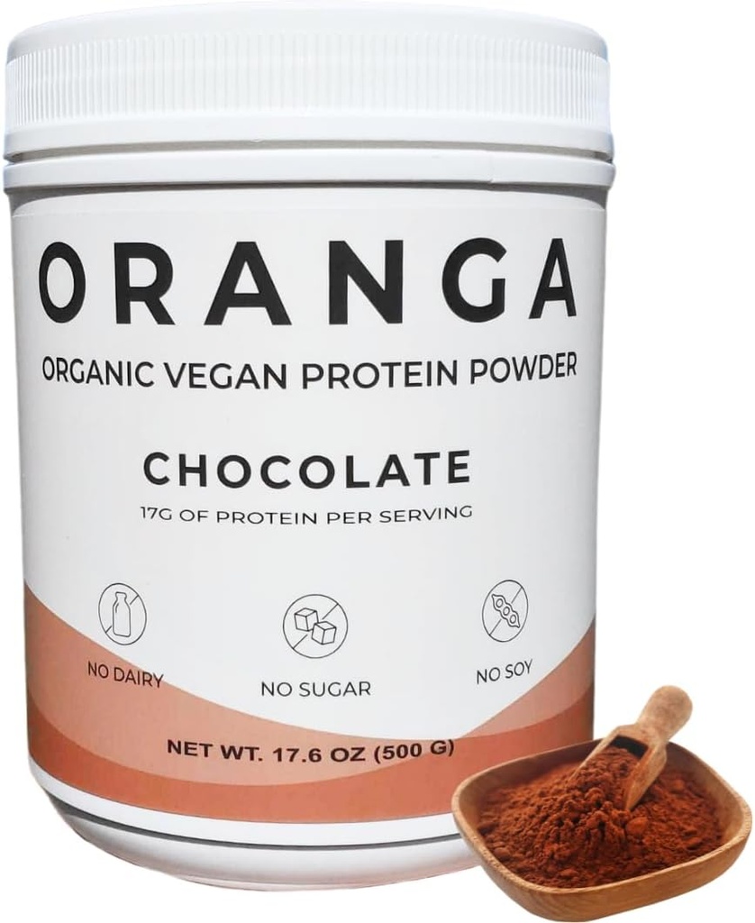 Organic Plant-Based - Rice, Pea, Pumpkin Seed Protein Powder - Chocolate - with Digestive Enzymes, No Additives, Dairy-Free, Soy-Free, Keto-Friendly, Gluten-Free, Non-GMO - 17 Servings (442g) 2