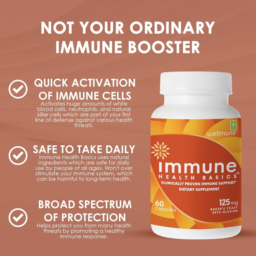 Ultra Strength Immunity - Clinically Proven Immune Support - Wellmune Highly Purified Beta Glucan - Gluten-Free, Non-allergenic, Non-GMO and Vegan Capsules - 60 Capsules, 125 mg 3
