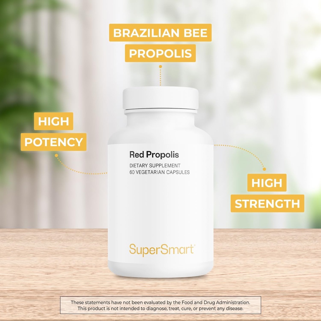 Supersmart - Red Propolis 800mg per Day (High Potency) - Natural Red Propolis Brazil Supplement - 300 Synergistic Antioxidants | Non-GMO & Gluten Free - 60 Vegetarian Capsules 3