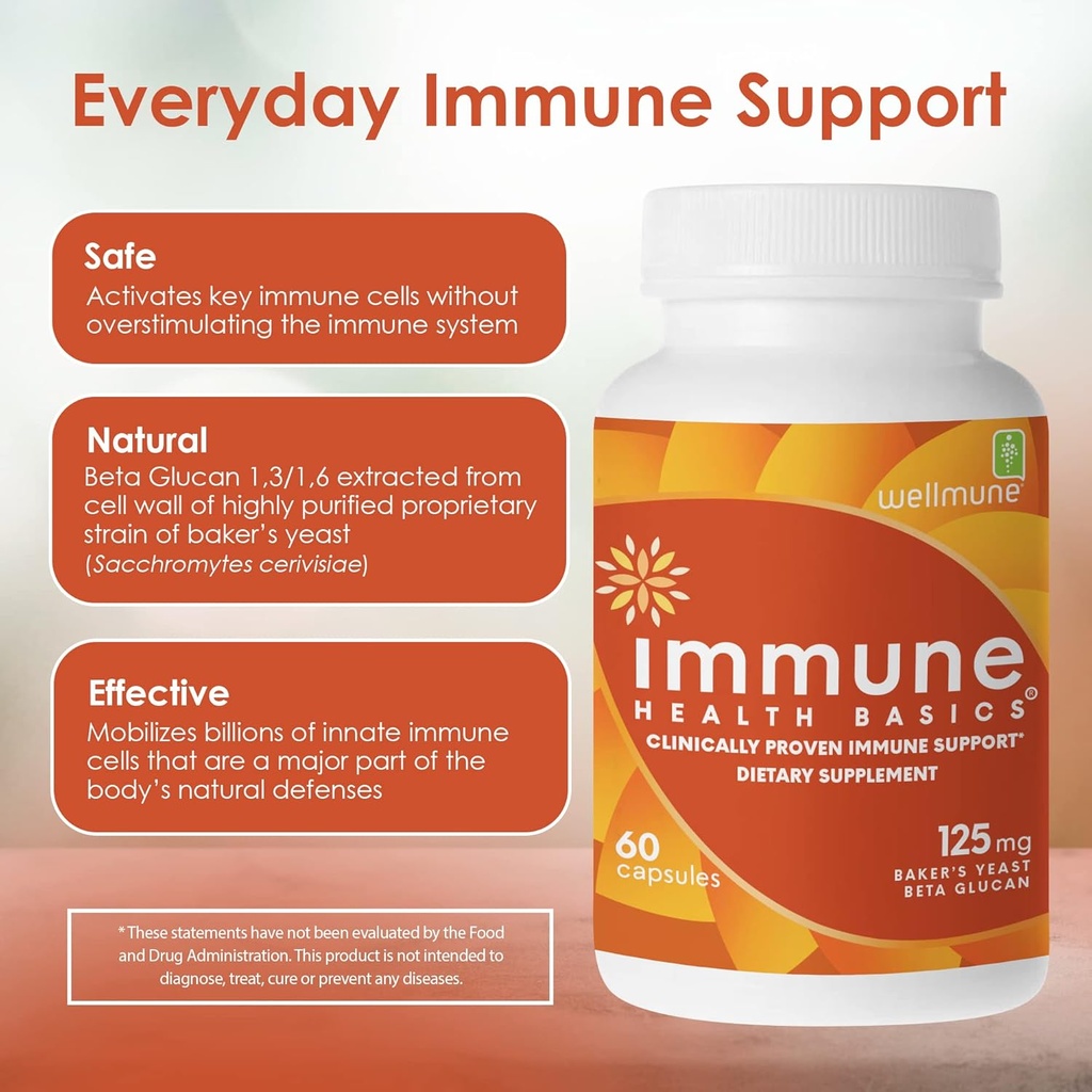 Ultra Strength Immunity - Clinically Proven Immune Support - Wellmune Highly Purified Beta Glucan - Gluten-Free, Non-allergenic, Non-GMO and Vegan Capsules - 60 Capsules, 125 mg 5