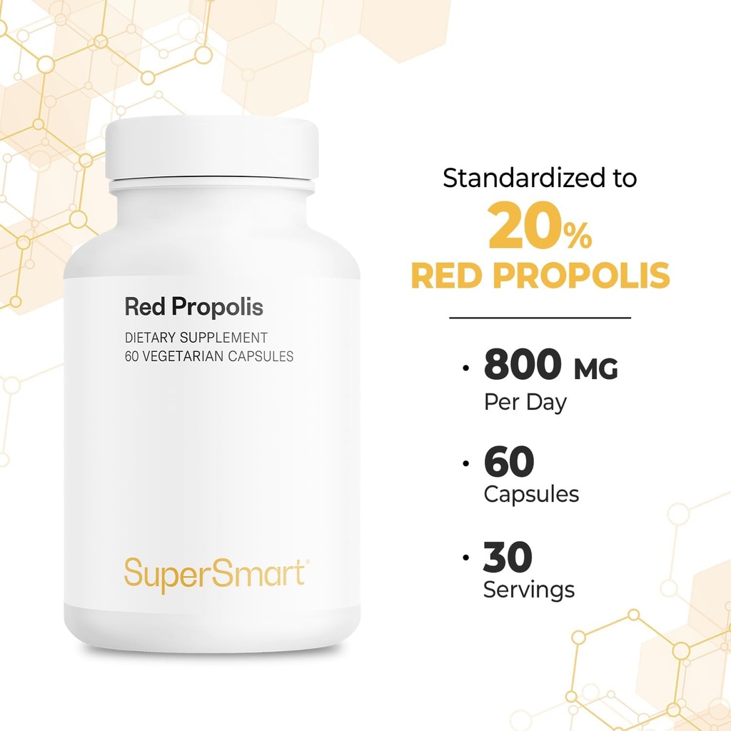 Supersmart - Red Propolis 800mg per Day (High Potency) - Natural Red Propolis Brazil Supplement - 300 Synergistic Antioxidants | Non-GMO & Gluten Free - 60 Vegetarian Capsules 5