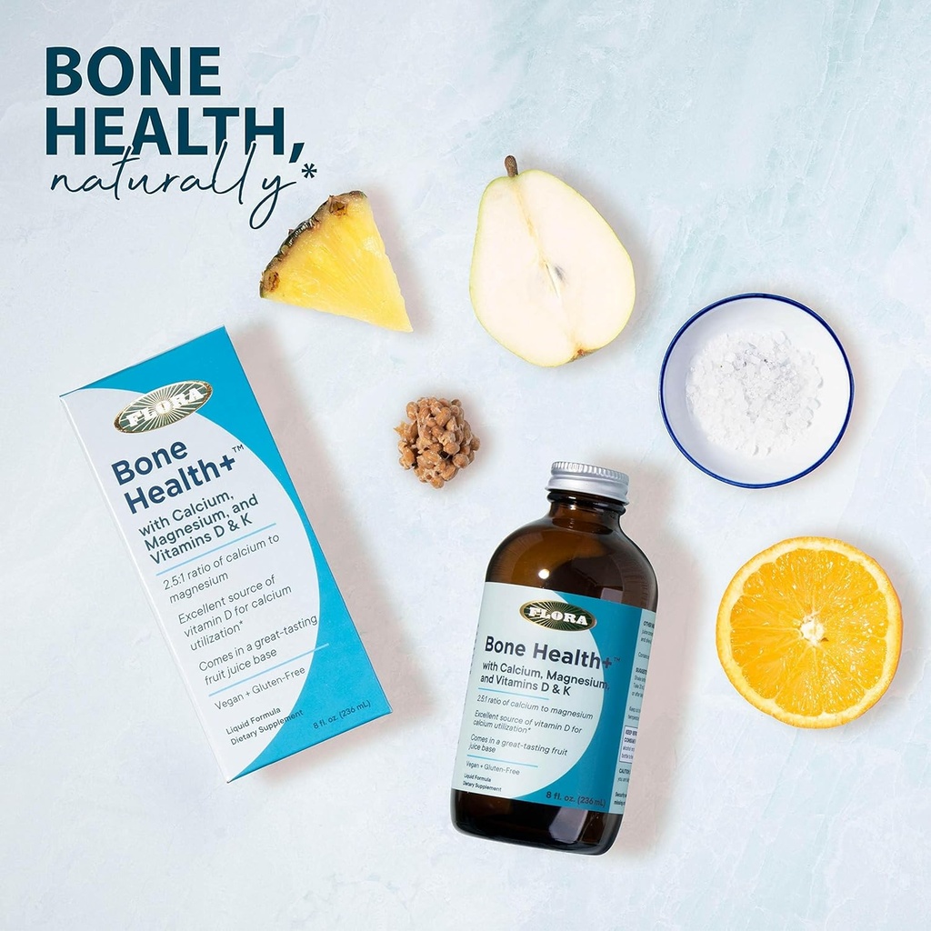 Flora Bone Health+ - Calcium & Magnesium Supplement - Offers Bone Support - Contains Vitamin D3 & Vitamin K2 - Vegan & Gluten-Free - Delicious Fruit Juice Base - 8 fl. oz. 4
