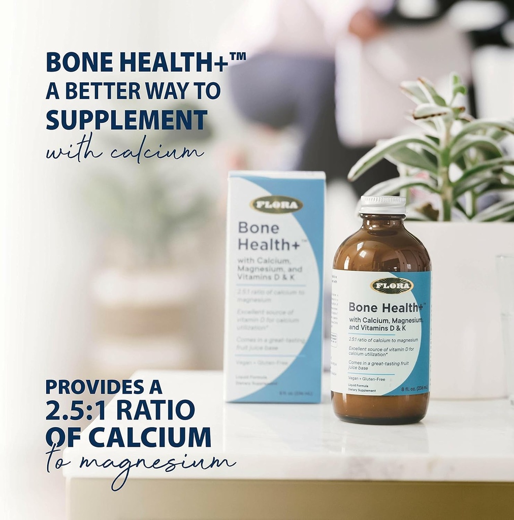 Flora Bone Health+ - Calcium & Magnesium Supplement - Offers Bone Support - Contains Vitamin D3 & Vitamin K2 - Vegan & Gluten-Free - Delicious Fruit Juice Base - 8 fl. oz. 5