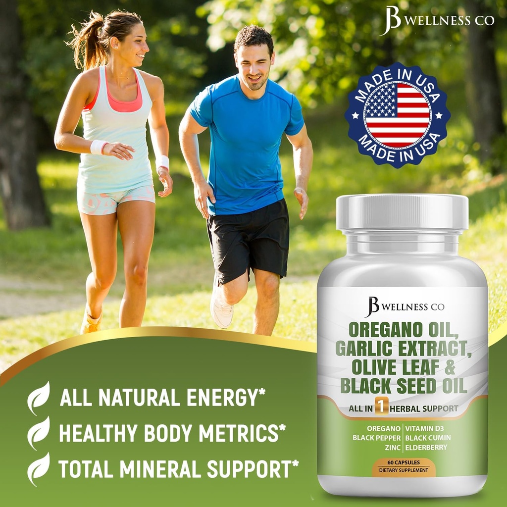 JB Wellness Oregano Oil, Garlic Extract, Olive Leaf, with Astragalus - Immune Support & Digestive Health Supplement for Women and Men - 180 Count 4