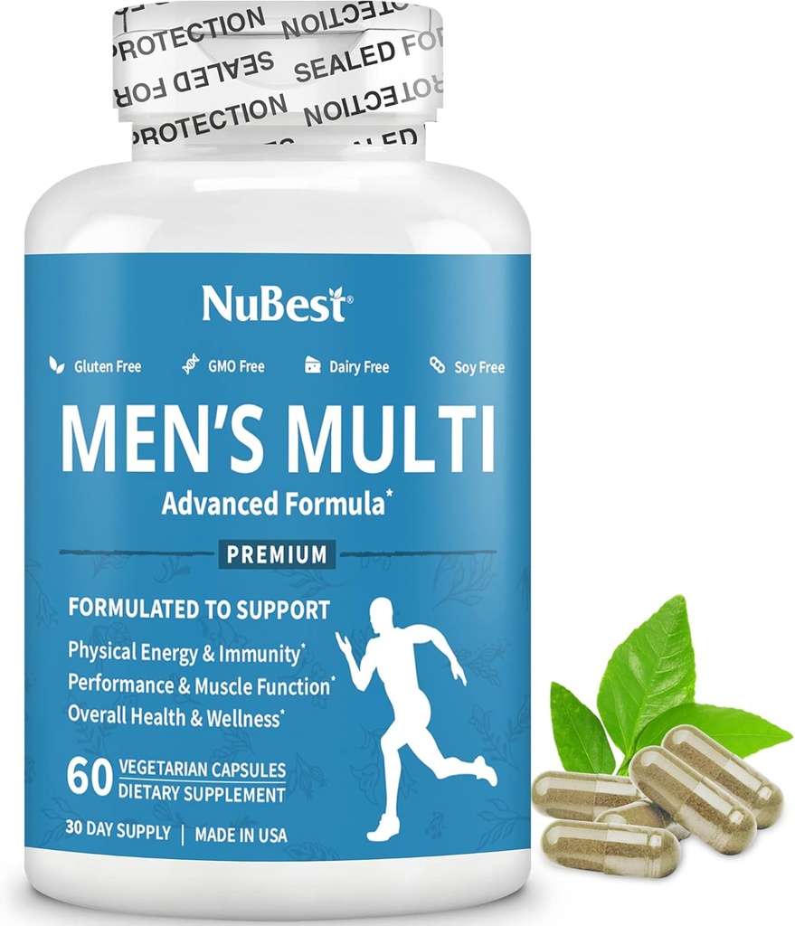 Multivitamin for Men with 38 Key Nutrients, B Complex, D3, A, C, Zinc, Magnesium, Calcium, Asian Ginseng, Ashwagandha, Turmeric for Bones, Muscle, Immunity | 60 Vegan Capsules | 1 Month Supply 2