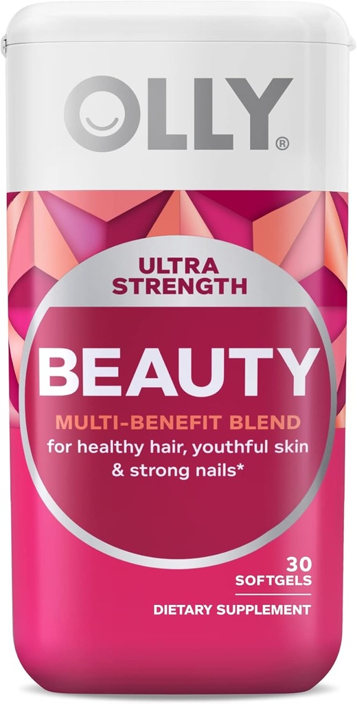 OLLY Ultra Strength Beauty Softgels, Healthy Hair, Skin and Nails, Biotin, Hyaluronic Acid, Collagen Peptides, Total Beauty Supplement, 30 Day Supply - 30 Count 2