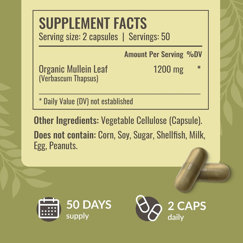 HERBAMAMA Boswellia Turmeric and Mullein Leaf Capsules Kit - Bundle of 2100 mg Boswellia Turmeric & 1200 mg Mullein Leaf Capsules - Vegan, Non GMO, Gelatin-Free - 2 Pack 6
