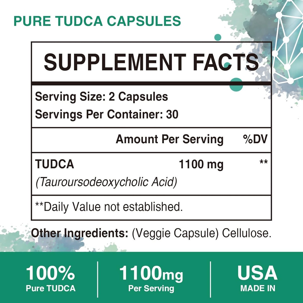 TUDCA 1100mg for Liver Cleanse Detox and Repair, 3rd Party Tested Advanced TUDCA Supplements, Ultra Strength Bile Salt TUDCA Liver Supplement, 180 Capsules (Pack of 3) 3