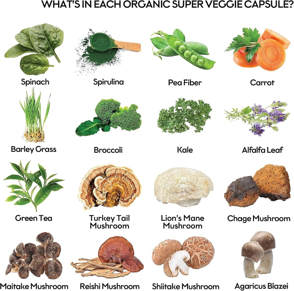 Fruits and Veggies Supplement (60 Day Supply) Powerfull Blend of 39 Whole Fruits and Veggies, Fills Nutritional Gaps, Get Energy, Well-being. USA Made Non-GMO/Vegan/Gluten Free. Packaging May Vary 5