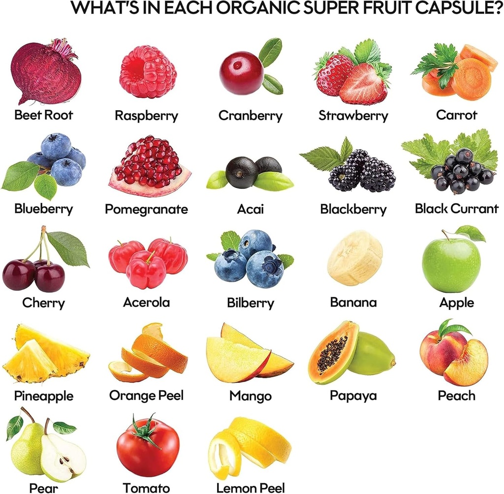 Fruits and Veggies Supplement (60 Day Supply) Powerfull Blend of 39 Whole Fruits and Veggies, Fills Nutritional Gaps, Get Energy, Well-being. USA Made Non-GMO/Vegan/Gluten Free. Packaging May Vary 6