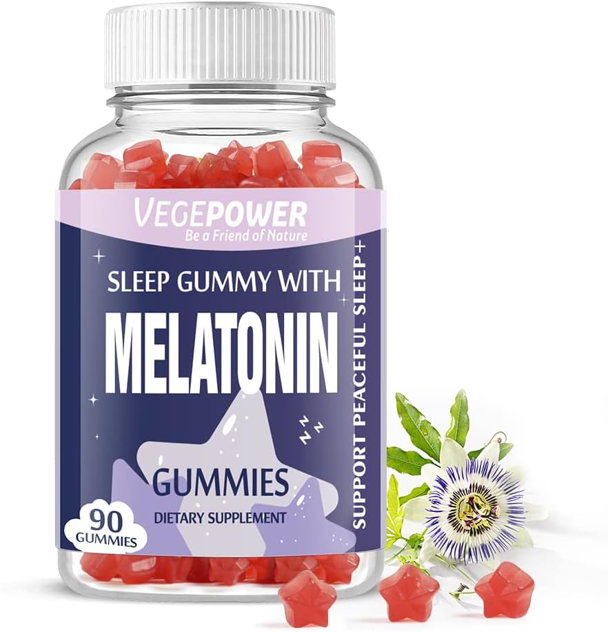 Melatonin Gummies 1mg for Kids (Sugar-Free) - Sleep Gummies with Vitamin B6 and Passionflower for Fall Asleep Faster, Vegan, Non-GMO, Strawberry Flavored 90 Count 2