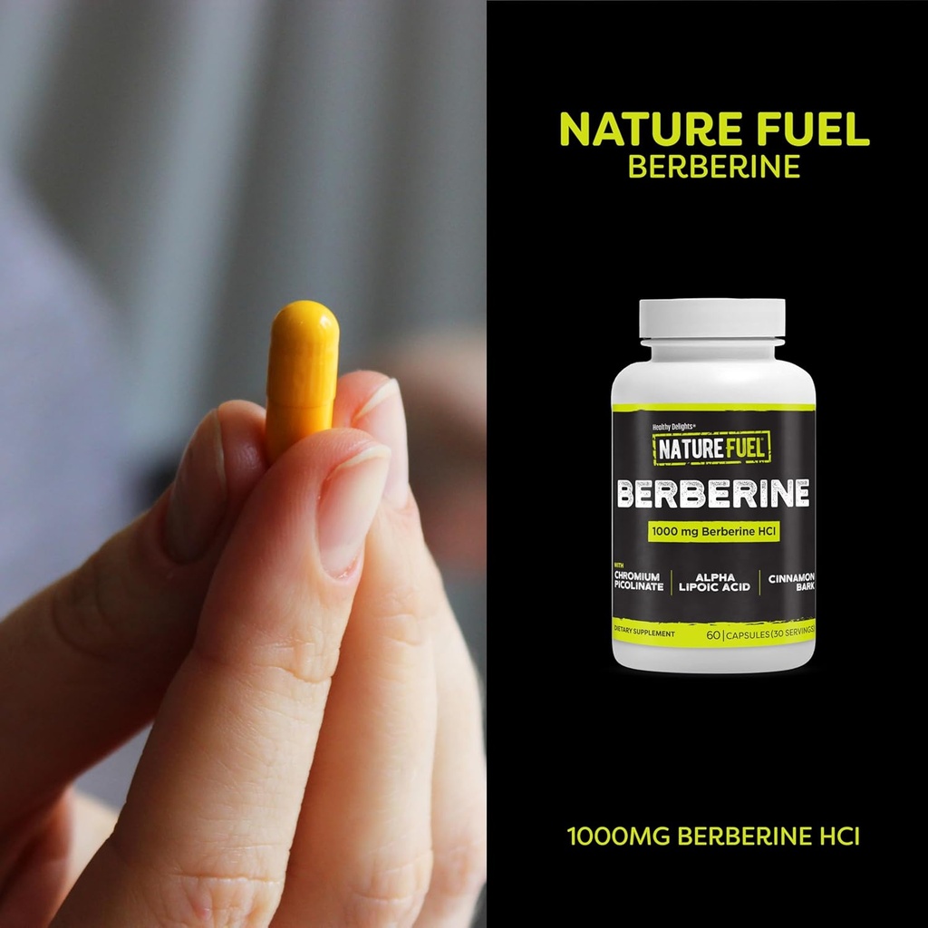 Healthy Delights Nature Fuel Berberine Capsules, Berberine Supplement, with Berberine HCl, Chromium Picolinate, Alpha Lipoic Acid, and Cinnamon Bark, 60 Count, 30 Servings 4