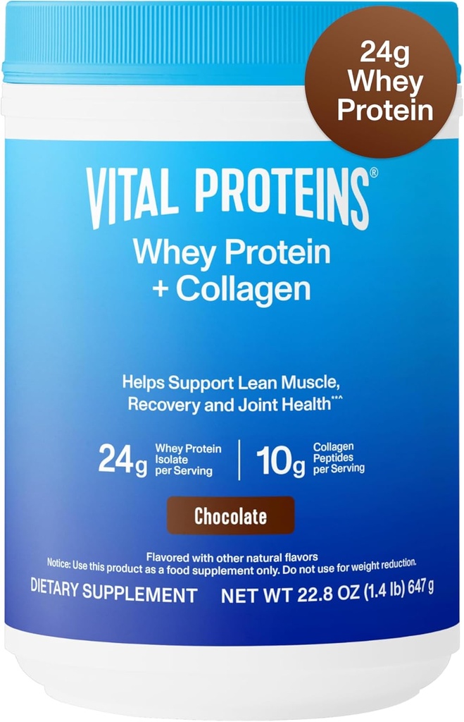 Vital Proteins Whey Protein Powder+ Collagen Peptides, 24g Protein Supporting Recovery & Joint Health, with Vitamin C, About 16 Servings - Vanilla 21.7oz 2