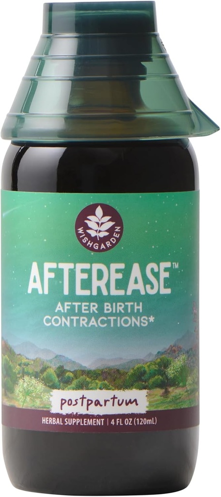 WishGarden Herbs AfterEase for After Birth Contractions - All-Natural Herbal Supplement with Cramp Bark & Black Haw Bark Soothes Afterbirth Contractions & Uterine Cramping, Postpartum Essentials, 4oz 2