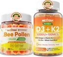 Bee Pollen for Breast Growth Organic 1000mg + Organic Plant D3 K2-5X Absorption Than Standard D3K2 2