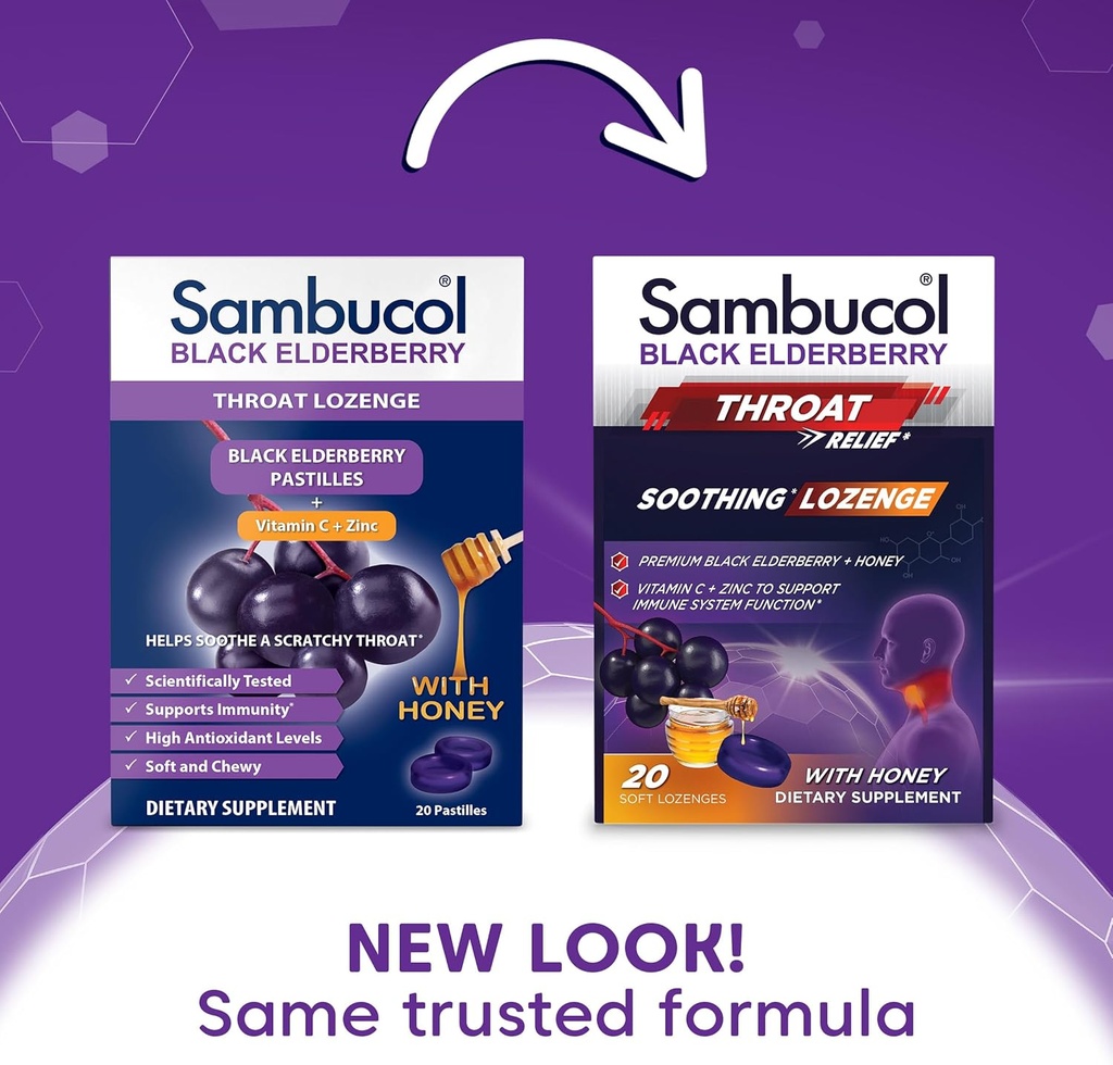 Sambucol Black Elderberry Throat Lozenges - Elderberry Cough Drops for Adults, Elderberry Zinc Lozenges Throat, Elderberry Lozenges - 20 Count 3