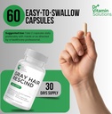 DR Vitamin Solutions Gray Hair Rescind with Catalase - Antiaging Hair, Skin and Nails Vitamins, Pantothenic Acid, Folic Acid 400mcg, Biotin 300mcg, Saw Palmetto for Men and Women 4