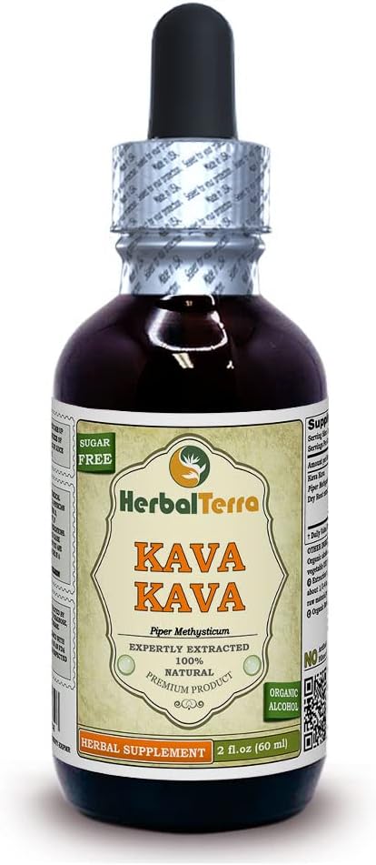 Kava Kava (Piper Methysticum) Glycerite, Dried Root Alcohol-Free Liquid Extract (Brand Name: HerbalTerra, Proudly Made in USA) 20x4 fl.oz (20x120 ml) 6