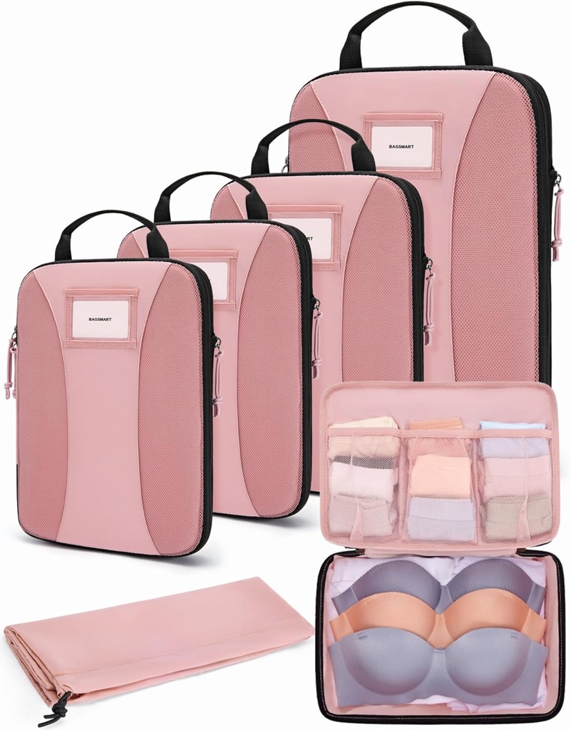 BAGSMART Compression Packing Cubes, 6 PCS Packing Cubes for Suitcases, Travel Bags Organizer for Bagage, Lichtgewicht Packing Cube for Travel Essentials