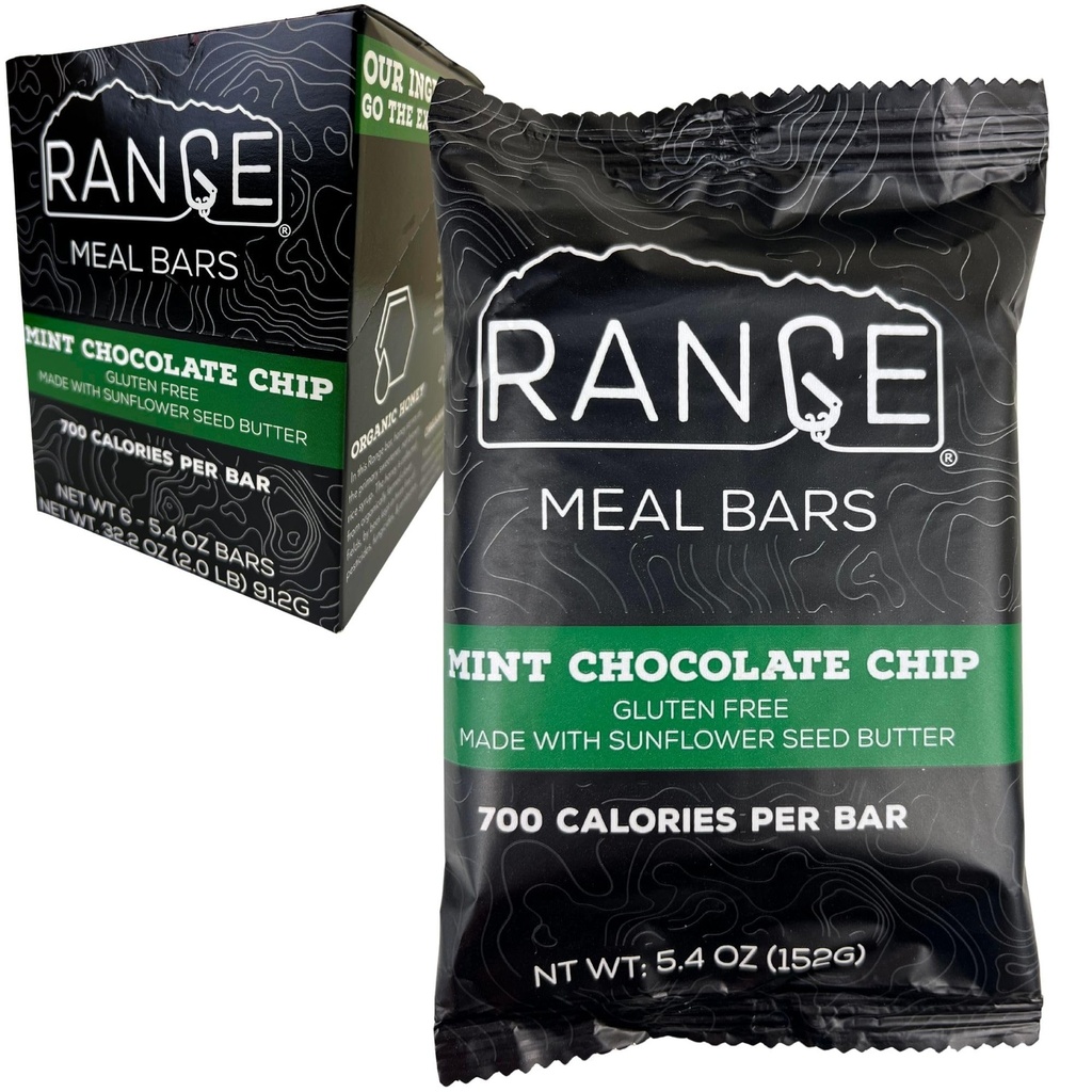 Range Meal Bar - Hoge Calorie Maaltijden Vervanging Bars - Glutenvrije Bars - Backpacking Maaltijden - 6 Pack (Mint Chocolate Chip)
