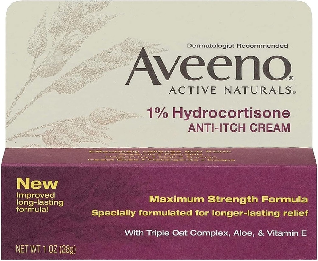 Aveeno maximale sterkte 1% Hydrocortison Anti-Itch Cream, 1 Oz, (verpakking van 24)