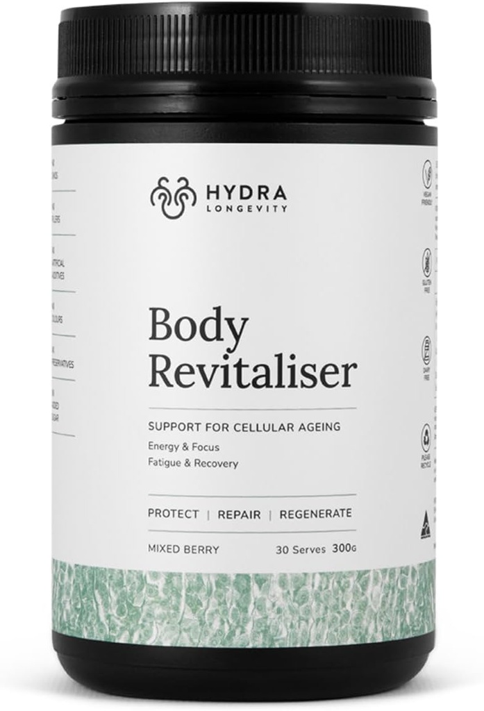 Body Revitaliser Biologische Superfood Powder Health Supplement, 49 Ingredient Smoothie Mix met Prebiotica, Chlorella, Reishi, Vegan, Non-GMO, Glutenvrije 300 Gram (30 Servers)