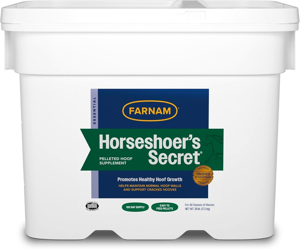 Farnam Horseshoers Secret Pelleted Hoof Supplementen, Bevordert een gezonde hoefgroei, onderhoudt hoefwanden & ondersteunt gebarsten hoeven, 38 lbs., 100 dagen levering