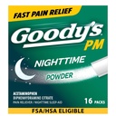 Goody's Nighttime Powder, Pain Reliever & Slaaphulp met Acetaminophen & Difenhydramine Citrate, Cafeïnevrij, 16 Tellen