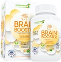 Brain Booster Natural Nootropics Supplement - Verbeter Focus, Geheugen, Helderheid, Energie en Verminder Vergeetachtigheid Anti-Aging voor Vrouwen Mannen, Guarana, Ginseng, Rhodiola Extract Vegan 90 Capsules