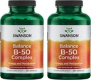 Swanson B-50 B-complex - B vitaminecomplex met hoge potentie en biologische beschikbaarheid - bevordert de ondersteuning van het immuunsysteem, helpt de gezondheid van het hart en ondersteunt het gezonde zenuwstelsel - (250 capsules) (2 verpakkingen)