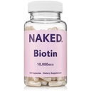 NAKED Biotin 10.000mcg - Max Strength Vitamine B7 Supplement voor gezond haar, huid en nagels ondersteuning - Niet-GMO, Glutenvrij, Veganistisch - Ondersteunt Keratine productie - 120 capsules