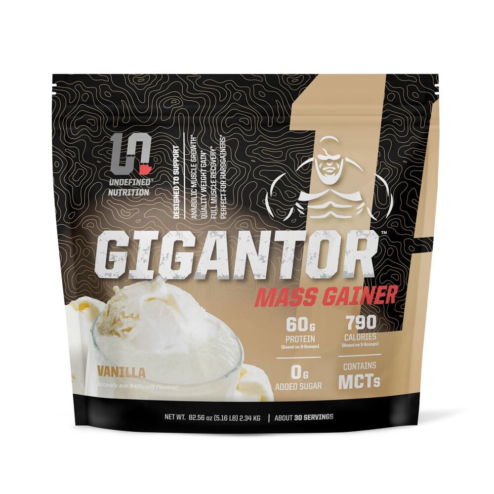 Undefined Nutrition Gigantor Mass Gainer by Brian Shaw (60g Protein, 30 Servings, tot 790 Quality Calories)