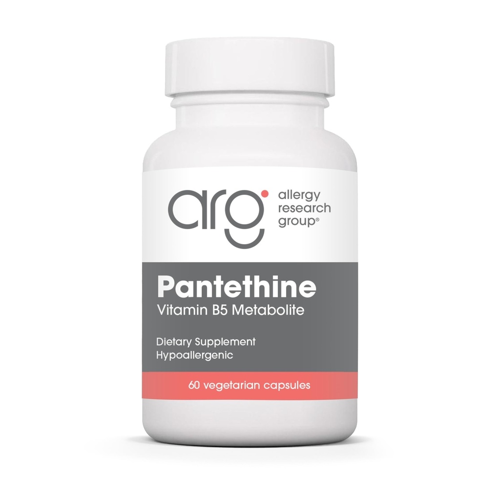 Allergie Onderzoeksgroep Pantetine Supplement - Vitamine B5, Pantothinezuur, Metabolisme Ondersteuning, Lever Ondersteuning, Cardiovasculair Supplement, Co-enzym A, 660mg Vegetarische Capsules - 60 Tel.