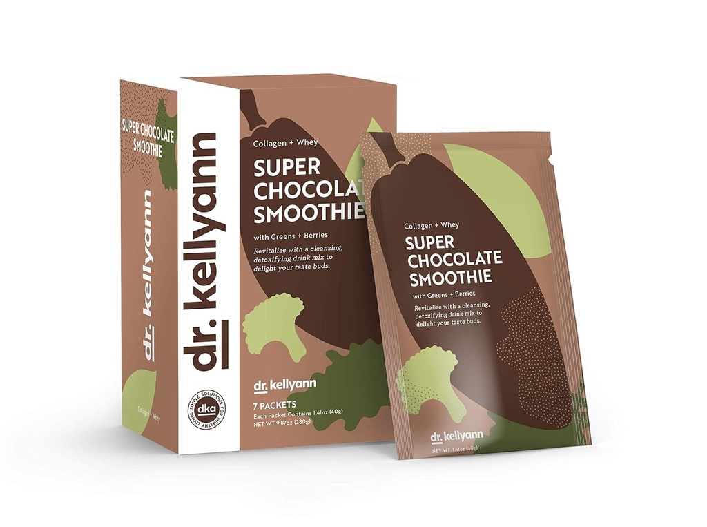 Dr. Kellyann Super Chocolate Collagen Smoothie (7 Servings) Proteine Shake, Keto & Paleo-Friendly, ondersteunt huid & Gut, 1 Pack