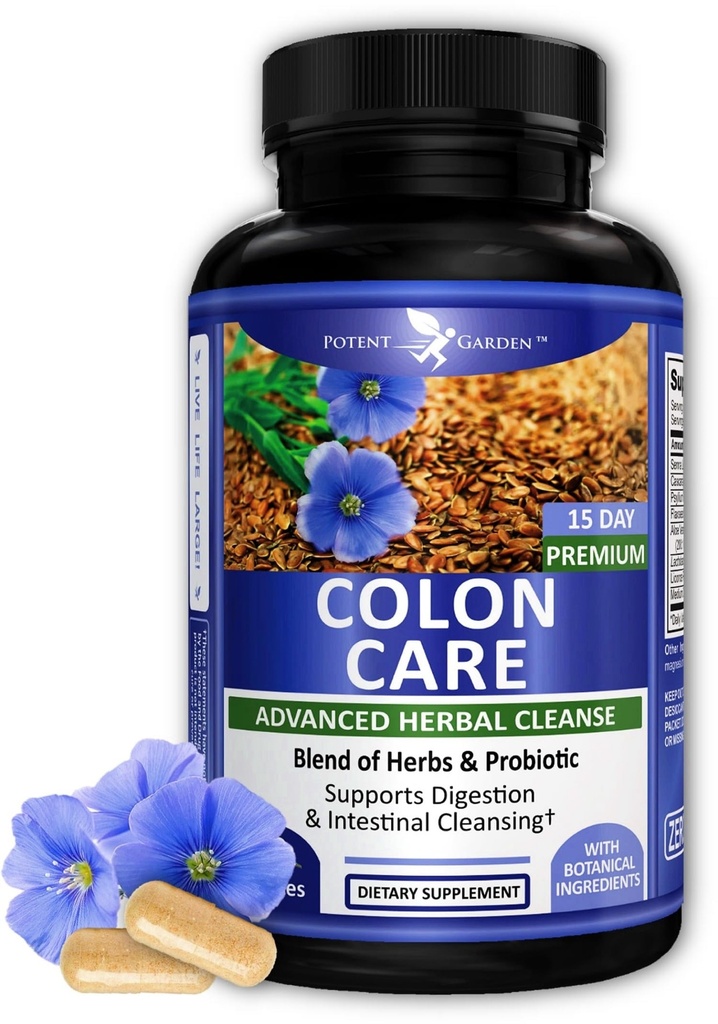 Krachtige tuin 15 dagen Quick Colon Reinigen & Detox voor Regularity en gezonde spijsvertering Ondersteuning met vezel, kruiden & Probiotica voor Gut Health & Energy Ondersteuning, Gemakkelijk en effectief 30 Caps