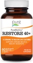 PURE ESSENCE LABS PureBiotics Restore 40+ Probiotic Supplement - Ondersteunt Immune & Digestieve Gezondheid - Zuivel & Glutenvrij - 15 Strains (35 miljard CTU) Volwassenen Natuurlijke Probiotica (60 Caps)