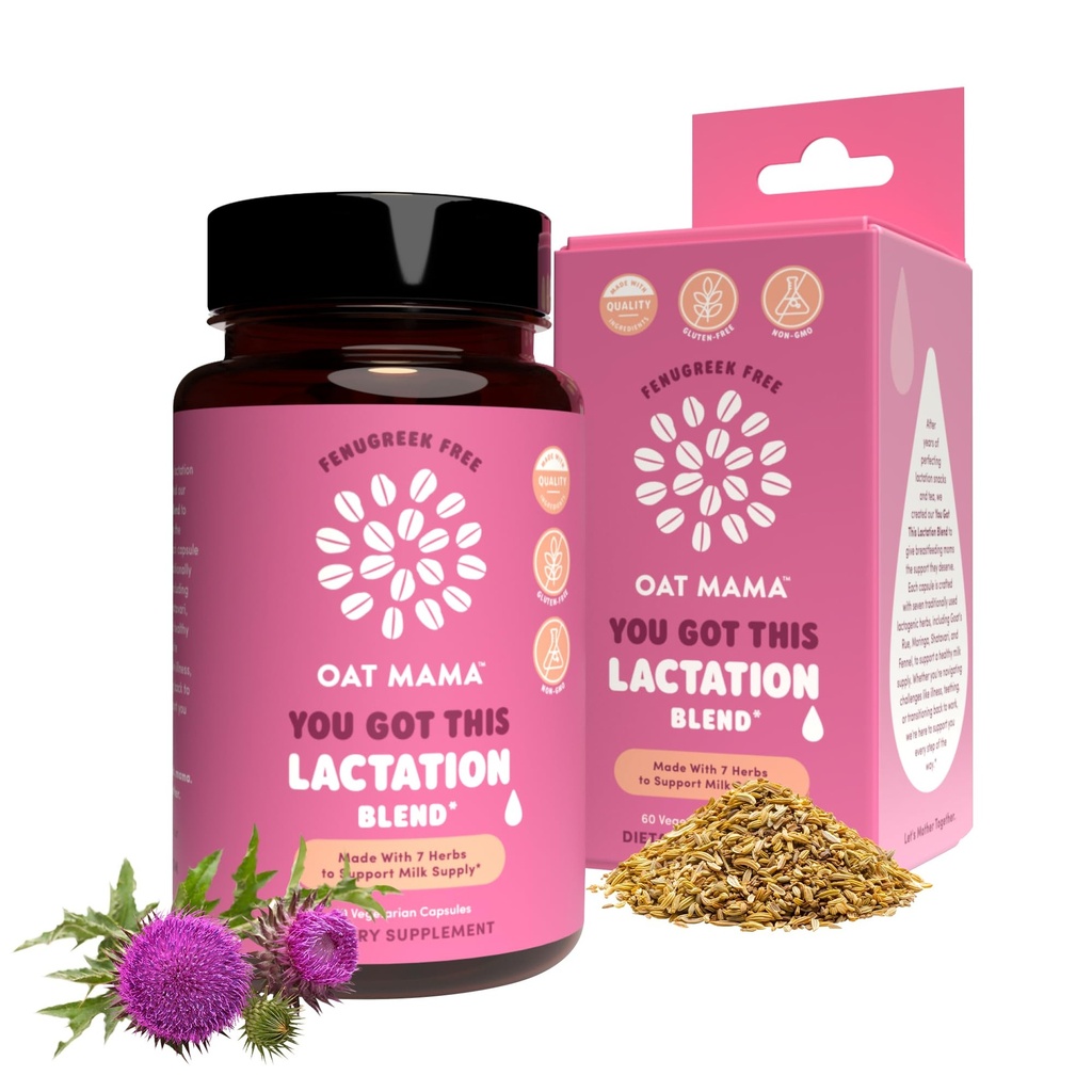 OAT MAMA Organic Lactation Supplement - 'You Got This' Fenugreek-Free Herbal Supplement with Milk Thistle, Shatavari & Moringa - Postpartum Lactation Support for Breastfeeding Moms
