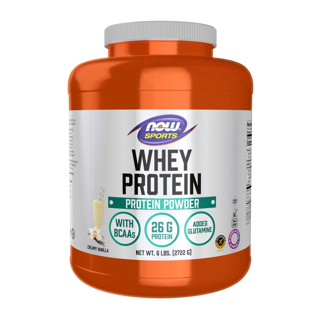 NOW Sport Voeding, Wei Proteïne, 26 g met BCAA's, Romige Vanille Poeder, 6-Pond