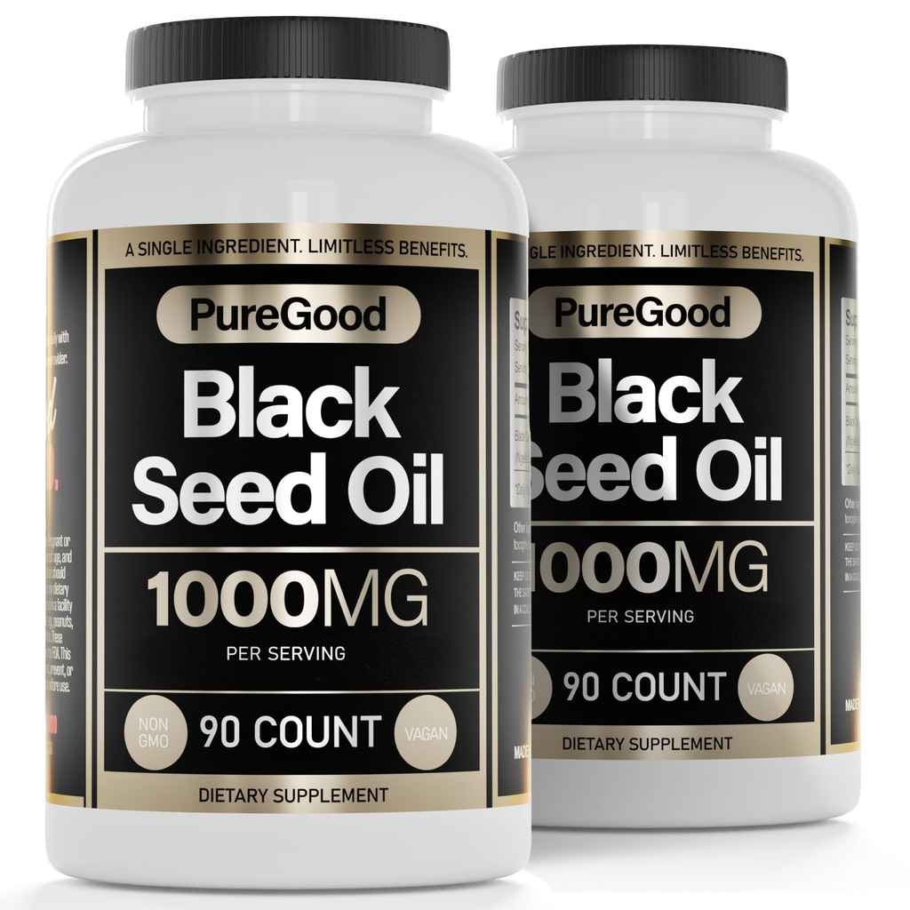 2 Pack - Black Seed Oil Capsules, 500 Mg, Cold Pressed High Potency Digestieve Hulp, 90 Tel 100% Niet GGO Pure Black Cumin Seed Oil Capsules