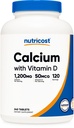 Nutricost Calcium met vitamine D, 240 tabletten - Calcium (1200mg) Vitamine D (50mcg) Per portie - Non-GMO, Glutenvrij