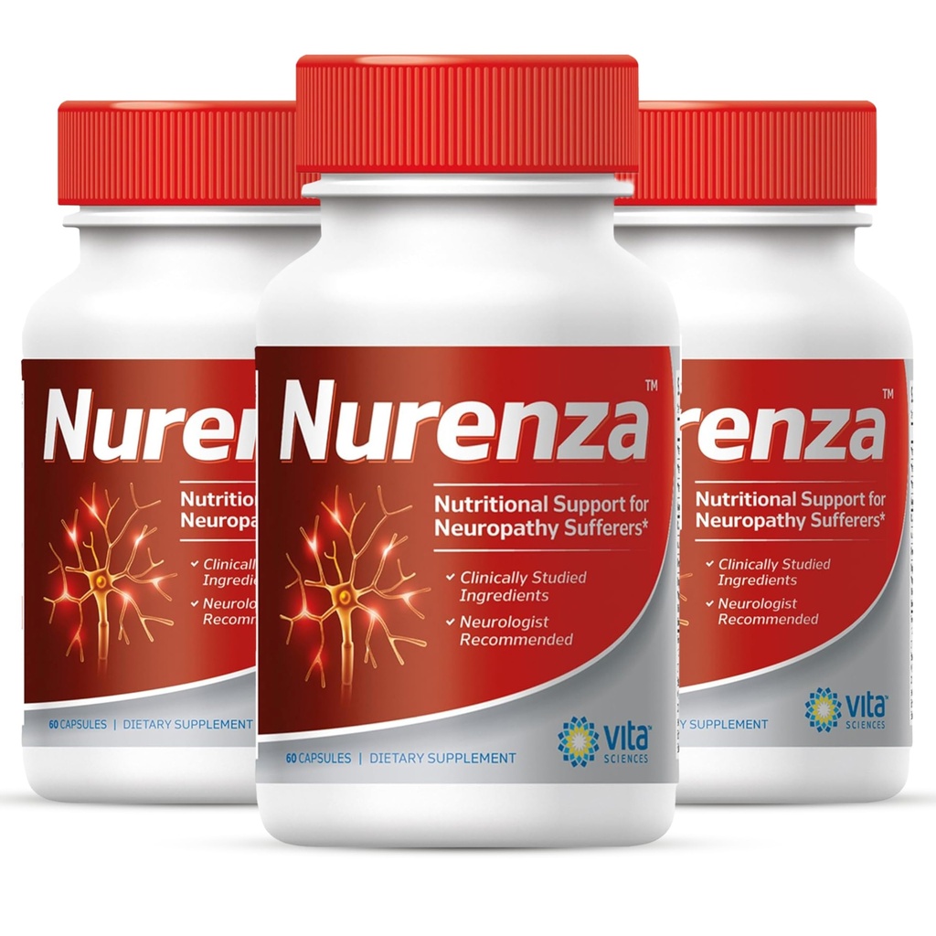 Vita Sciences Nurenza Neuropathy Relief Supplement voor zenuwgezondheid en snelle reparatie. Natuurlijke R-ALA Form 40x Kracht w/Vitaminen, Antioxidanten en Revitaliserende Voeten, Handen, Benen en Tenen.