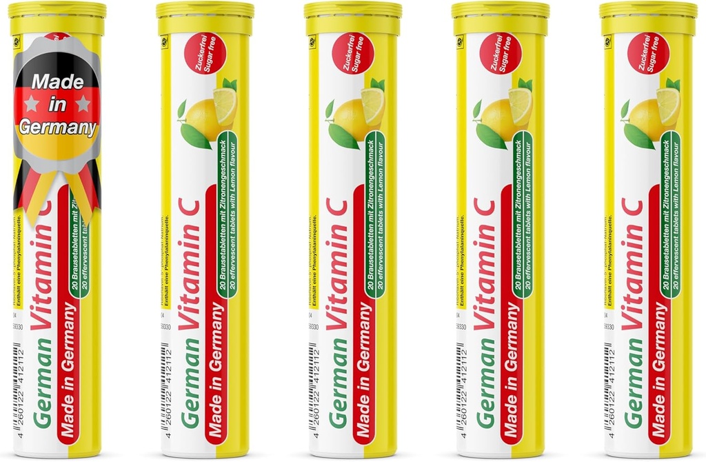 T&D Duitse vitamine C 180 mg - 40 Veganische drank Bruistabletten - Citroen Lime smaak - Made in Germany