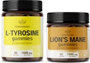 HERBAMAMA L-tyrosine en Lion's Mane Kit - bundel van 1000 mg L-tyrosine & 1000 mg Lion's Mane Gummies - Vegan, Non-GMO, Gelatine-Free - 2 Pack