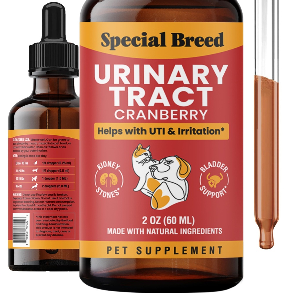 Urinaire trakt infectie behandeling voor katten en honden - Cranberry UTI supplement, nieren en blaas ondersteuning, 2 oz