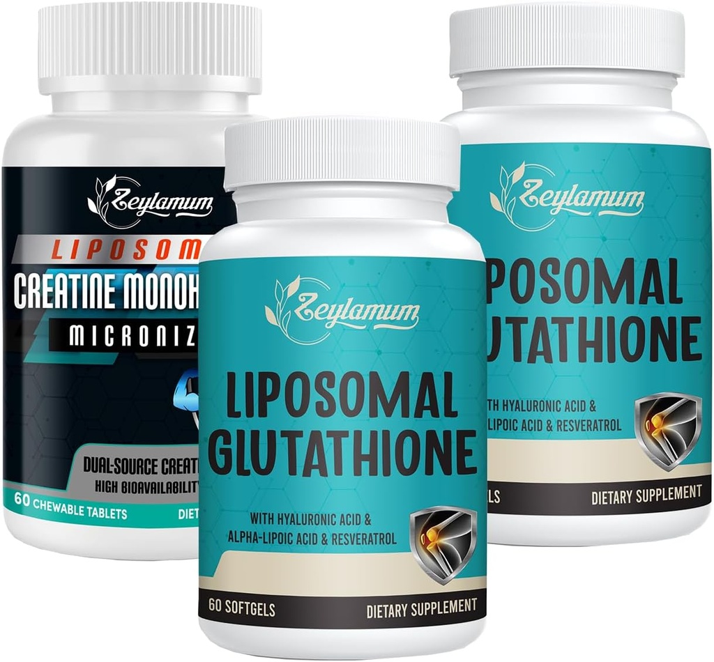 Liposomale Glutathion Softgels - 120 Softgels + Creatine Monohydraat Gemicroniseerd - 60 Tellingen