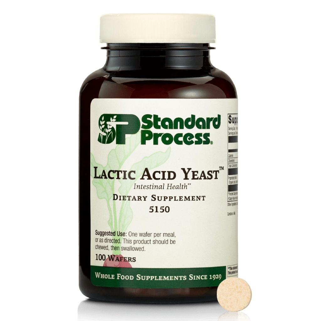 Standard Process Lactic Acid Yeast - Dietary Supplement for Digestive Health & Gut Support - Non-Soy & Vegetarian - 100 Wafers
