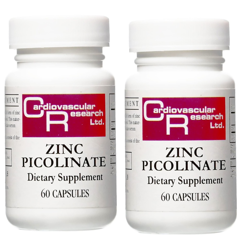 Cardiovasculaire onderzoek Zink 25 mg Zink Picolinaat 120 capsules - voor ondersteuning van het immuunsysteem - Twee flessenbundel