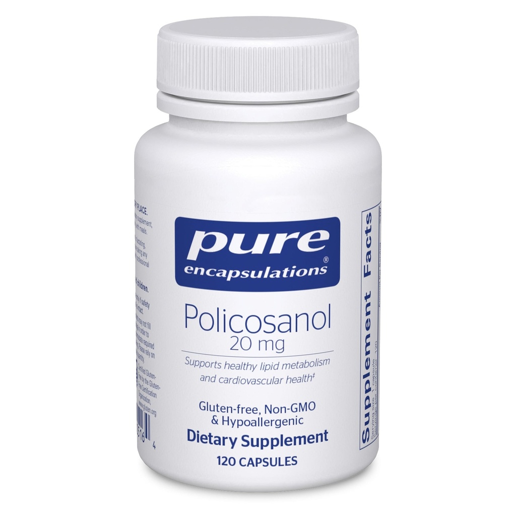 Pure Encapsulaties Policosanol 20 mg Hypoallergeen supplement ondersteunt gezond Lipiden Metabolisme en cardiovasculaire functie 120 capsules