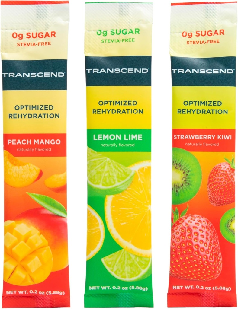 Transcend Hydration - Optimale rehydratie zonder suiker of Stevia Plus BCAA's en Magnesium - Geen bloedsuiker effecten - 15-pack
