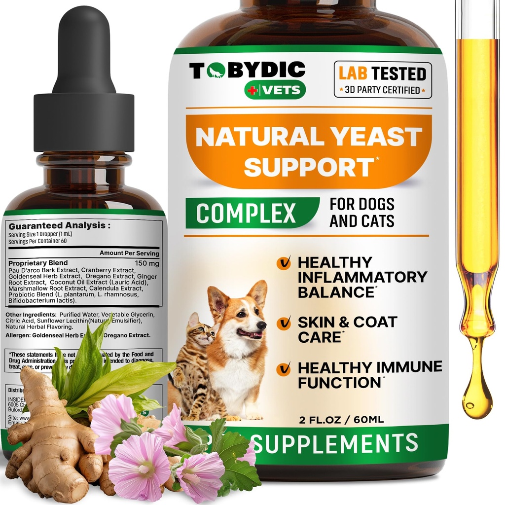 Natuurlijke katten en hondengistinfectie verlichting - jeukende huid en oorbehandeling - vermindert irritatie en beleeft jeuk en Allergie - kruidengeneeskunde druppels supplement - Made in USA